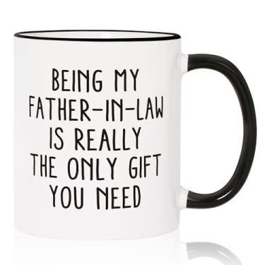 Imagem de Shqiueos Presentes engraçados para sogro Caneca de café 325 ml, presente de Natal e aniversário de sogro, presente de dia dos pais da nora ou do genro copo de cerâmica