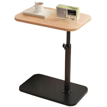 Imagem de FAMILEER Mesa de canto C, altura ajustável, mesas laterais em forma de C, sala de estar e quarto para sofá, cadeira, cama, mesa lateral de café com espaços pequenos (cor de grão de madeira)