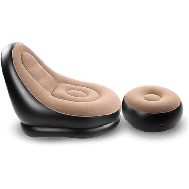 Imagem de Poltrona Inflável Com Apoio De Pés Confortável Descansar Relaxar Portátil Resistente À Água Casa Praia Piscina