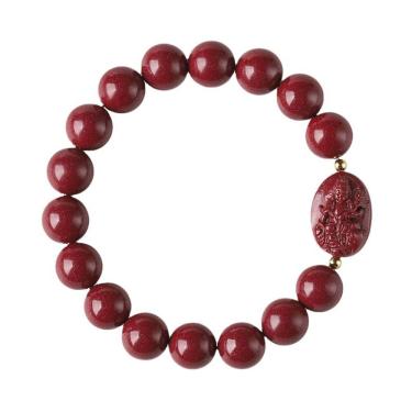 Imagem de Pulseira Cinnabar com pingente de Buda de Nascimento, miçangas de 8 mm
