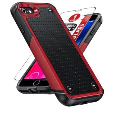 Imagem de LeYi Capa para iPhone-8-iPhone-7: Capa de camada dupla para Apple iPhone SE com protetor de tela, capa protetora resistente à prova de choque em policarbonato rígido texturizado e capa macia para