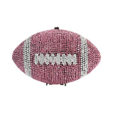 Imagem de DKQXEIM Novidade Bolsa feminina de strass em forma de futebol com strass e cristal brilhante bolsa de mão para festa de formatura, rosa