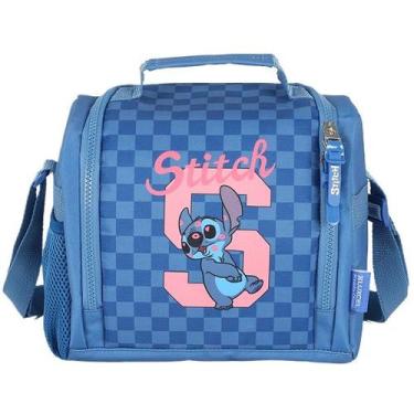Imagem de Lancheira Termica Escolar Juvenil STITCH Xadrez Luxcel Azul