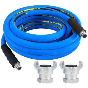 Imagem de Mangueira de ar de 3/10.2 cm 25FT inclui 2 peças de conectores Chicago, mangueira de ar de compressor industrial 100% borracha, 300 PSI, kit de linha de ar de substituição de poliéster trançado de