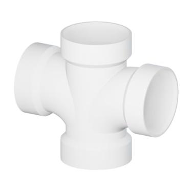 Imagem de SUPPLYGIANT Pacote com 4 10 cm PVC DWV Cubo de T Sanitário Duplo Dreno de PVC, Encaixe de Resíduos e Ventilação, Branco