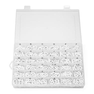 Imagem de Dunzoom 390 peças de letras para quadro de letras com caixa organizadora de plástico para quadro de feltro 3/4 de letras brancas, números e símbolos para cartolina de feltro