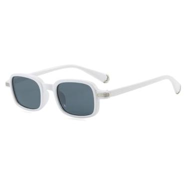 Imagem de Óculos de Sol UV400 - Armação Pequena com Lentes Degradê e Formato de Unha de Arroz para Homens e Mulheres, Ideais para Esportes ao Ar Livre, Corrida e Ciclismo, Branco e Cinza