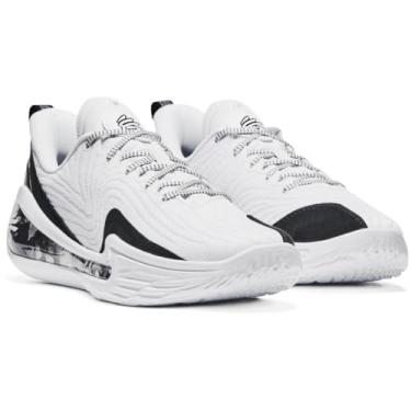 Imagem de Under Armour Tênis de basquete unissex Curry 12 Shooting Star - Amortecimento de fluxo UA de densidade dupla, Branco/preto, 39