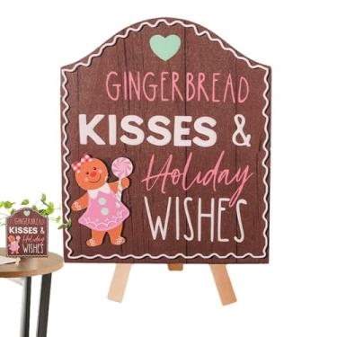 Imagem de Shakven Sinais de pão de gengibre,Sinais de homem de gengibre | Placa decorativa de mesa de de Natal | Decorações de prateleira de mesa de fazenda sinal de decoração de gengibre para decoração de loja
