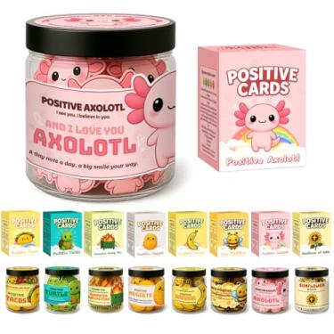 Imagem de Pote de 60 notas positivas de axolote – presentes roxos motivacionais para mulheres, presente de axolote de apoio emocional fofo, cartões de afirmação com tema axolote para mãe, amigos, adolescentes