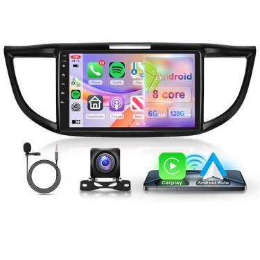 Imagem de [8 núcleos 6G + 128G] Rádio automotivo para Honda CRV 2012 2013 2014 2015 2016, carplay sem fio e estéreo automotivo Android, tela sensível ao toque IPS de 9 polegadas, 1280 × 720, Bluetooth 5.0