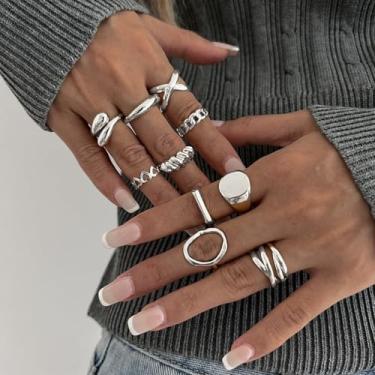 Imagem de Conjunto de anéis boêmios para mulheres, anéis empilháveis ajustáveis, anéis de articulação com design empilhável, joias modernas para presente de natal personalizado, presentes de amizade para
