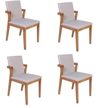 Imagem de Conjunto 4 Cadeiras Estofadas Luna Cinza Claro