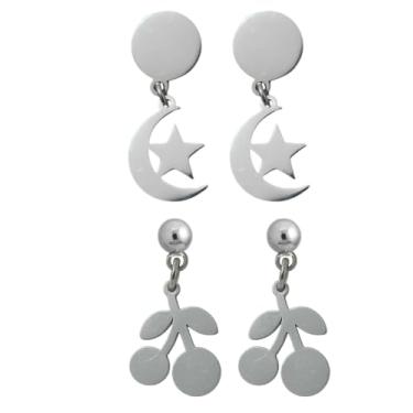 Imagem de kit 2 brincos Brinco de Aço Inoxidável 316L Feminino – Hipoalergênico, Resistente à Água e Moderno - Lindo presente feminino