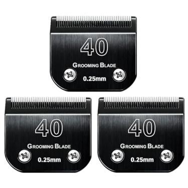 Imagem de MEMIRY 3 peças tamanho 40# lâminas removíveis para cuidados para cães, compatíveis com Andis, Oster A5, Wahl KM10 Series Clippers, comprimento de corte 0,25 mm, preto (40# 0,25 mm, 3 peças)