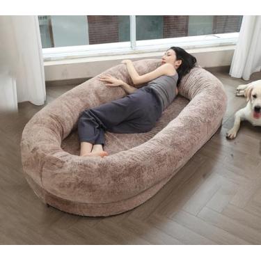 Imagem de LULUMAIC Cama de cachorro tamanho ultra grande para humanos, bolsa de feijão gigante para pessoas adultas, super macia, confortável, lavável, lavável, desfocada, cama de cachorro humano para pessoas