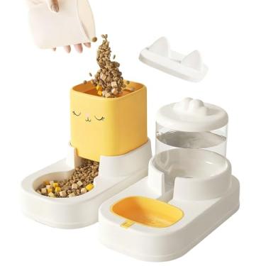 Imagem de Alimentador automático para gatos – Tigela de comida não elétrica | Alimentador automático de água para cães – para animais de estimação pequenos, médios, filhotes e gatinhos, bebendo, interior