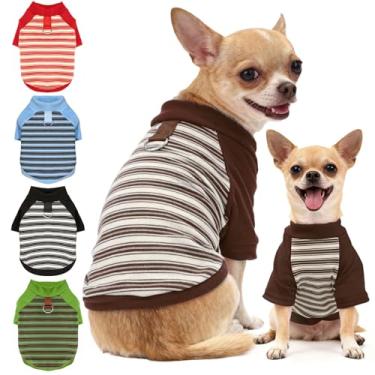 Imagem de Suéter para cães leve e elástico camiseta de lã listrada para animais de estimação roupas de gatos macio para cães pequenos, médios e grandes (marrom, grande)