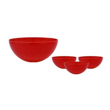 Imagem de Kit 4 Mini Bowl Fibra Madeira Green Colors Vermelho 240Ml - Bb Store