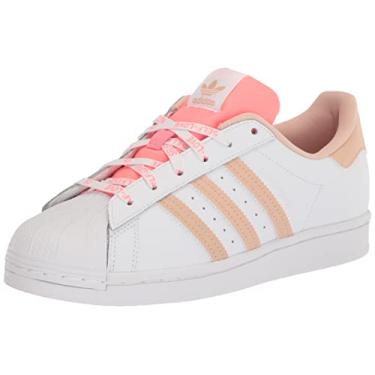Imagem de adidas Originals Tênis Superstar feminino, Branco/Halo Blush/Vermelho Ácido, 6