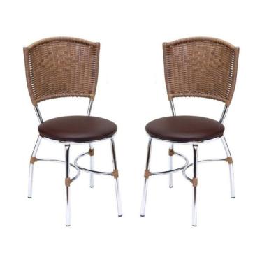 Imagem de Conjunto 2 Cadeiras De Jantar Com Assento Estofado Multimóveis Cr50131 Marrom