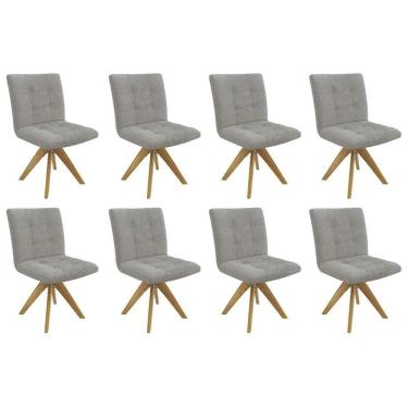 Imagem de Cadeira Sala De Jantar Nice 1c001ca Premium Madeira Maciça Kit 8 Un Carvalho-boucle Cinza - Kappesberg