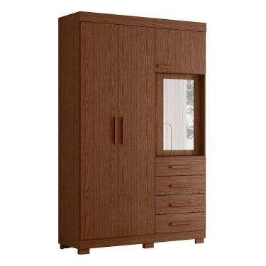 Imagem de Guarda Roupa Virtus Solteiro 4 Portas Com Espelho Albatroz Cacau