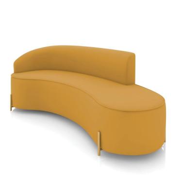 Imagem de Sofá 4 Lugares Orgânico 220cm Pé Ferro Dourado Morgan Veludo Mostarda D03 - D'rossi