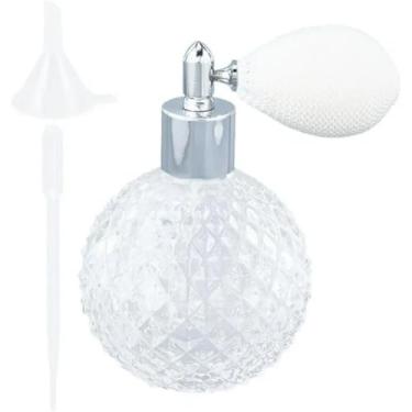 Imagem de SCOLAND Frasco de spray atomizador vintage de 100 ml, frascos de perfume transparentes, recarregáveis, vazios, bomba de vidro, ferramenta de maquiagem com conta-gotas de funil para óleo de loção de