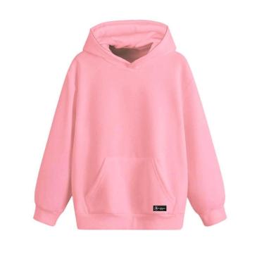 Imagem de Blusão Moletom Canguru Infantil Liso Básico com Capuz e Bolso-Unissex