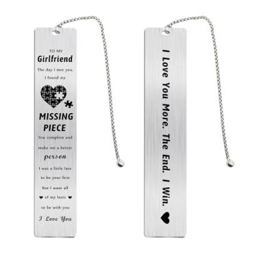 Imagem de Fetiger Marcador de livro de presente de Natal para namorada de namorado, namorada romântica, aniversário, casamento, dia dos namorados, aniversário, I Love You More The End I Win