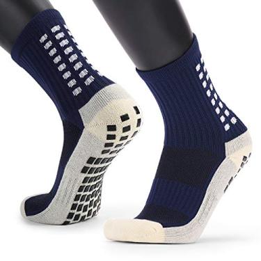 Imagem de Andoer Meias antiderrapantes masculinas de futebol Meias longas atléticas Meias absorventes esportivas para basquete, futebol, voleibol, corrida, trekking, caminhada, 1 par / 3, pares