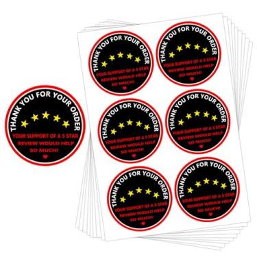 Imagem de Etiquetas de entrega de avaliação de 5 estrelas, 5 cm, agradecimento pelo seu pedido, adesivos de entrega de alimentos invioláveis, selados para etiquetas de frescor (300 peças)