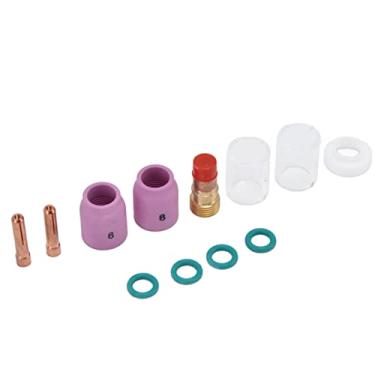 Imagem de Garosa Kit de Acessórios de Soldagem TIG de 12 Unidades, Conjunto de Pinça de Bico de Cerâmica de Lente de Gás de Copo de Vidro Premium para WP 17/18/26, Alta Estabilidade e Baixa Expansão Térmica