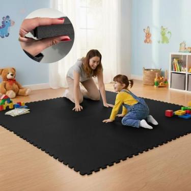 Imagem de Kit 10 Placas Tapete Tatame EVA 50x50cm 20mm 20 Bordas Emborrachado Ex