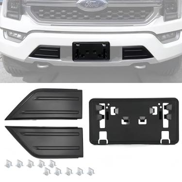 Imagem de POETRYXIAO Conjunto de capa de proteção de para-choque dianteiro e suporte de placa de carro compatível com acessórios Ford F150, F150 2021-2024