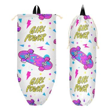 Imagem de xigua Suporte de parede para skates de plástico com cordão, 1 pacote, organizador de sacolas de supermercado reutilizável para bolsas, meias, roupas íntimas e gravatas