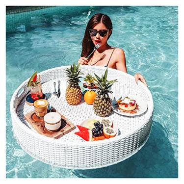 Imagem de Bandeja de servir flutuante mesa de piscina, bandeja de piscina flutuante grande, bandeja flutuante de luxo extragrande, bandeja de café da manhã elegante na água, barra flutuante para piscina (cor