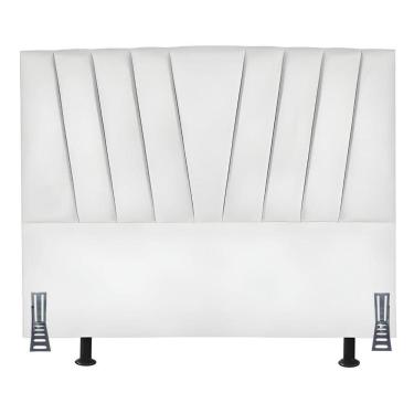 Imagem de Cabeceira Cama Box Queen 160 Cm Ludmilla Em Corino Com Frame Branco