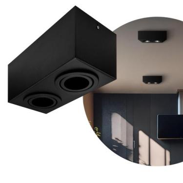 Imagem de Spot Plafon Sobrepor Box Mr16 Duplo Direcionável Preto - Iluminar Ambi