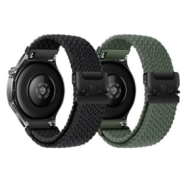 Imagem de LeyuBand Pacote com 2 pulseiras de nylon para Amazfit Bip 5/Bip 6/GTR 4/GTR 3/pulseira de relógio feminino e masculino
