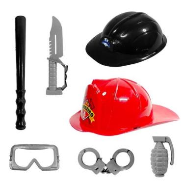 Imagem de Brinquedo Infantil de Bombeiros e Policial Kit 7 Peças Mater Toy - Toy