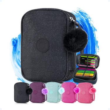 Imagem de Estojo Grande Compartimentos C/ Elásticos Box Jumbo Feminino - Hxt, Pr