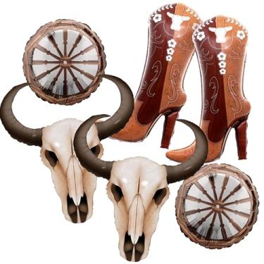 Imagem de balões de caveira de vaca com roda de bota marrom