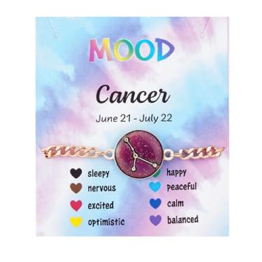 Imagem de COLORFUL BLING Pulseiras do zodíaco para mulheres e homens, 12 constelações, signo que muda de cor, pulseira com pingente de emoção e sensação de temperatura, joia de horóscopo, presente de