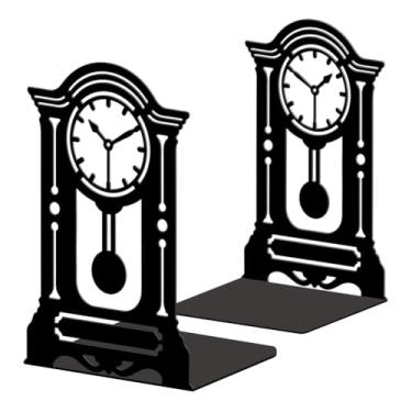 Imagem de Peacoblue Suportes de livros de metal para prateleiras, tampas de livros de estudo resistentes decorativas modernas para escritório, mesa, prateleira, sala 13,5 x 10,9 x 20,1 cm de ferro fundido