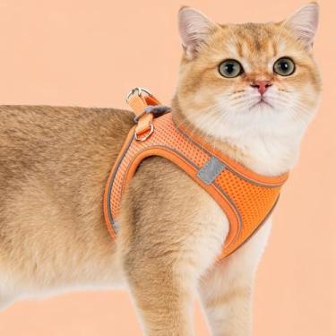 Imagem de Peitoral para cães pequenos e médios, malha respirável, ajustável, fácil de colocar e confortável para caminhadas diárias (laranja P)