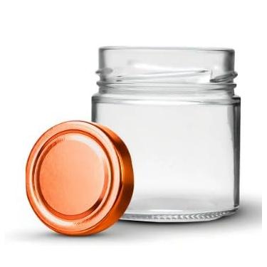 Imagem de Kit 15 unidades - Pote de vidro Pianezza - 210 ml - Tampa Cobre