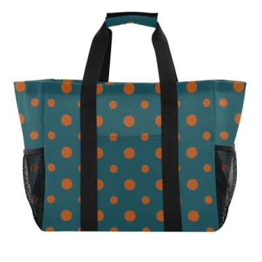Imagem de Bolsa lavável com bolsos, organizador de piscina, bolsa de praia leve para compras, bolinhas laranja
