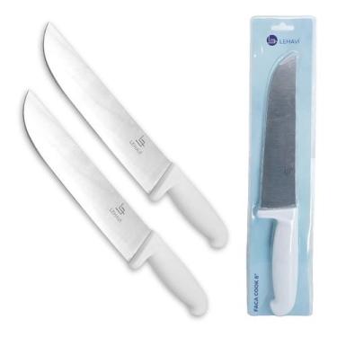 Imagem de Kit 2 Faca De Cozinha Churrasco Inox Carne 8 Polegada Profissional - C